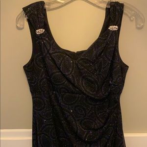 Black formal dress with silver accents